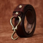 Men's Full Grain Leather Belts for Men Cowhide Male Belt Genuine Leather Copper Hook Buckle Luxury Brand Designer Waist Strap