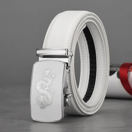 New White Double-sided Cowhide Belt for Men Fashion Casual Business Suit Accessories Luxury Design Brand Belt 3.5cm