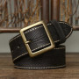 3.8CM Pure Cowhide High Quality Genuine Leather Belts for Men Carve Strap Male Brass Buckle Fancy Vintage Jeans Cowboy Cintos