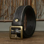 3.8CM Pure Cowhide High Quality Genuine Leather Belts for Men Carve Strap Male Brass Buckle Fancy Vintage Jeans Cowboy Cintos