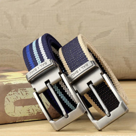 Men's Fabric Belt Canvas Belt for Drilled Webbing Casual Fashion Men's Trousers Belts Jeans Male Waist Belt Striped Strap HB072