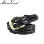 Maikun Men Braided Belt Woven Leather Belts for Men Women Vintage Waist Strap Casual Belt Pin Buckle Male Belt for Jeans