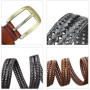 Maikun Men Braided Belt Woven Leather Belts for Men Women Vintage Waist Strap Casual Belt Pin Buckle Male Belt for Jeans