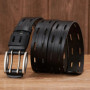 High Quality Genuine Leather Belts for Men Brand Strap Male Double Pin Buckle Fancy Vintage Jeans Belt Cowboy Cintos