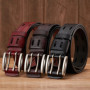 High Quality Genuine Leather Belts for Men Brand Strap Male Double Pin Buckle Fancy Vintage Jeans Belt Cowboy Cintos