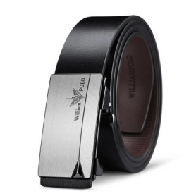 Simple men's cowhide belt with automatic buckle business belt, personalized and versatile casual belt