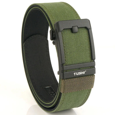 TUSHI Brand 4.3 Wide Thickened gun hanging double-layer nylon cloth belt versatile casual outdoor tactical automatic buckle mens