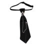 Punk Black Necktie Gothic Metal Chain Crystal Rhinestone Jewelry Bowtie Evening Adjustable Pre-Tied JK Shirt Decoration Bow Tie