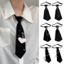 Punk Black Necktie Gothic Metal Chain Crystal Rhinestone Jewelry Bowtie Evening Adjustable Pre-Tied JK Shirt Decoration Bow Tie