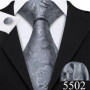 Designer Ties for Men Gray Black Silver White Solid Striped Paisley Plaid Floral Neck Tie Pocket Square Cufflinks Set Barry·Wang