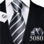 Designer Ties for Men Gray Black Silver White Solid Striped Paisley Plaid Floral Neck Tie Pocket Square Cufflinks Set Barry·Wang