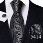 Designer Ties for Men Gray Black Silver White Solid Striped Paisley Plaid Floral Neck Tie Pocket Square Cufflinks Set Barry·Wang