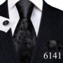 Designer Ties for Men Gray Black Silver White Solid Striped Paisley Plaid Floral Neck Tie Pocket Square Cufflinks Set Barry·Wang