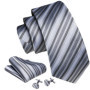 Designer Ties for Men Gray Black Silver White Solid Striped Paisley Plaid Floral Neck Tie Pocket Square Cufflinks Set Barry·Wang