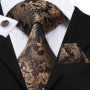 SN-3189 Hi-Tie Men Tie Necktie Brown Ties for Men High Quality Men's Wedding Party Business Classic Hanky Cufflinks Set