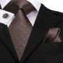 SN-3189 Hi-Tie Men Tie Necktie Brown Ties for Men High Quality Men's Wedding Party Business Classic Hanky Cufflinks Set