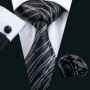 Black Geometric Tie Tie For Men Wedding Tie Party Necktie Handkerchief Cravat Barry.Wang Fashion Designer Tie Set LS-5225