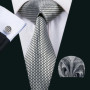 Black Geometric Tie Tie For Men Wedding Tie Party Necktie Handkerchief Cravat Barry.Wang Fashion Designer Tie Set LS-5225