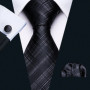Black Geometric Tie Tie For Men Wedding Tie Party Necktie Handkerchief Cravat Barry.Wang Fashion Designer Tie Set LS-5225