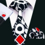 Black Geometric Tie Tie For Men Wedding Tie Party Necktie Handkerchief Cravat Barry.Wang Fashion Designer Tie Set LS-5225
