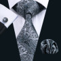 Black Geometric Tie Tie For Men Wedding Tie Party Necktie Handkerchief Cravat Barry.Wang Fashion Designer Tie Set LS-5225