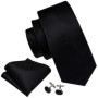Black Geometric Tie Tie For Men Wedding Tie Party Necktie Handkerchief Cravat Barry.Wang Fashion Designer Tie Set LS-5225