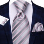 Black Red Striped Wedding Tie For Men Handky Cufflink Gift Men Necktie Fashion Business Party Dropshiping Hi-Tie Designer