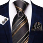 Black Red Striped Wedding Tie For Men Handky Cufflink Gift Men Necktie Fashion Business Party Dropshiping Hi-Tie Designer