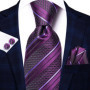 Black Red Striped Wedding Tie For Men Handky Cufflink Gift Men Necktie Fashion Business Party Dropshiping Hi-Tie Designer