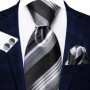 Black Red Striped Wedding Tie For Men Handky Cufflink Gift Men Necktie Fashion Business Party Dropshiping Hi-Tie Designer