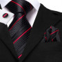 Black Red Striped Wedding Tie For Men Handky Cufflink Gift Men Necktie Fashion Business Party Dropshiping Hi-Tie Designer