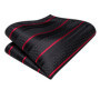 Black Red Striped Wedding Tie For Men Handky Cufflink Gift Men Necktie Fashion Business Party Dropshiping Hi-Tie Designer
