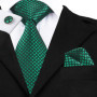 Hi-Tie Men Tie Grass Green Ties Floral Necktie Boutonniere Handkerchief Cufflinks Set Wedding Cravat for Groom 8.5 cm
