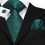 Hi-Tie Men Tie Grass Green Ties Floral Necktie Boutonniere Handkerchief Cufflinks Set Wedding Cravat for Groom 8.5 cm