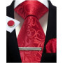 Mens Tie Set Silk Silver Paisley Floral Necktie and Pocket Square Cufflinks Tie Clip Classic Formal Ties for Men Wedding Party