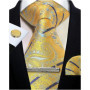 Mens Tie Set Silk Silver Paisley Floral Necktie and Pocket Square Cufflinks Tie Clip Classic Formal Ties for Men Wedding Party