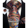 Mens Tie Set Silk Silver Paisley Floral Necktie and Pocket Square Cufflinks Tie Clip Classic Formal Ties for Men Wedding Party