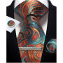 Mens Tie Set Silk Silver Paisley Floral Necktie and Pocket Square Cufflinks Tie Clip Classic Formal Ties for Men Wedding Party