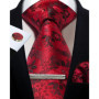 Mens Tie Set Silk Silver Paisley Floral Necktie and Pocket Square Cufflinks Tie Clip Classic Formal Ties for Men Wedding Party