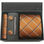 Classic 100 Silk Men's Ties In Gift box 8cm Plaid Dot Striped Business Necktie Handkerchief Cufflinks Wedding Party Tie Set