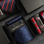Classic 100 Silk Men's Ties In Gift box 8cm Plaid Dot Striped Business Necktie Handkerchief Cufflinks Wedding Party Tie Set