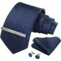 Classic 100 Silk Men's Ties In Gift box 8cm Plaid Dot Striped Business Necktie Handkerchief Cufflinks Wedding Party Tie Set