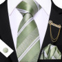 Barry.Wang Striped Teal Yellow Orange Purple Tie Men Ties Pocket Sqaure Brooch Cufflinks Set Necktie Casual Wedding Gift