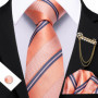 Barry.Wang Striped Teal Yellow Orange Purple Tie Men Ties Pocket Sqaure Brooch Cufflinks Set Necktie Casual Wedding Gift