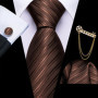 Barry.Wang Striped Teal Yellow Orange Purple Tie Men Ties Pocket Sqaure Brooch Cufflinks Set Necktie Casual Wedding Gift