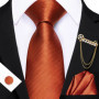 Barry.Wang Striped Teal Yellow Orange Purple Tie Men Ties Pocket Sqaure Brooch Cufflinks Set Necktie Casual Wedding Gift