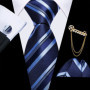 Barry.Wang Striped Teal Yellow Orange Purple Tie Men Ties Pocket Sqaure Brooch Cufflinks Set Necktie Casual Wedding Gift