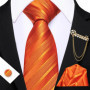 Barry.Wang Striped Teal Yellow Orange Purple Tie Men Ties Pocket Sqaure Brooch Cufflinks Set Necktie Casual Wedding Gift