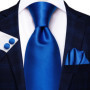 Hi-Tie Striped Solid Navy Blue Silk Mens Wedding Tie Gift Necktie For Men Quality Hanky Cufflink Business Party Fashion Designer