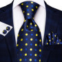 Hi-Tie Striped Solid Navy Blue Silk Mens Wedding Tie Gift Necktie For Men Quality Hanky Cufflink Business Party Fashion Designer